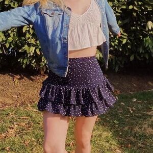 BB Dakota Polka Dot Smocked Mini Skirt